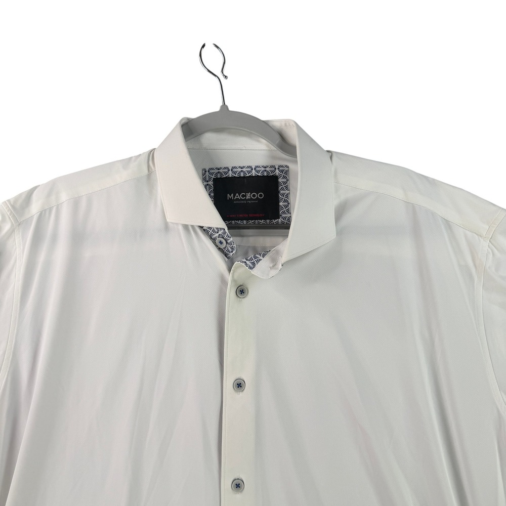 Maceoo Shirt Mens XL White Einstein Perforated 4-Way Stretch Long Sleeve  A-3031